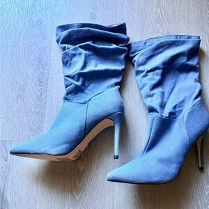 Forever 21 Denim Blue Heeled Boots